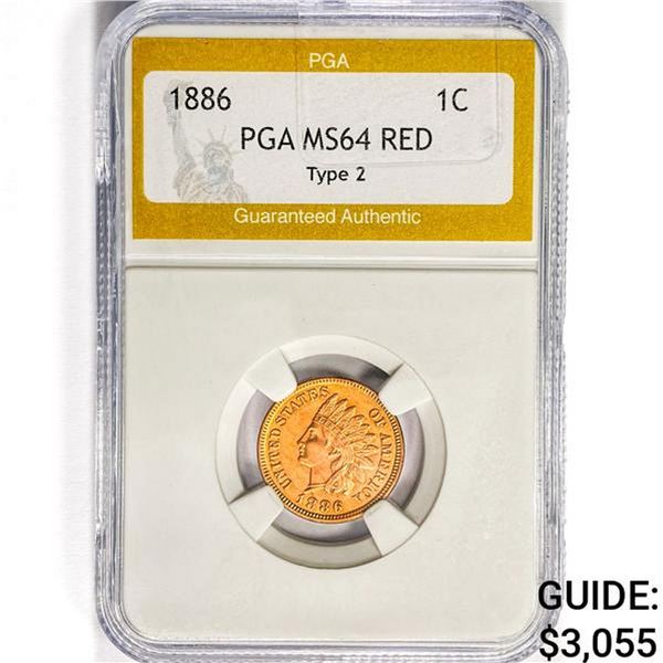 1886 Indian Head Cent PGA MS64 RED, Type 2