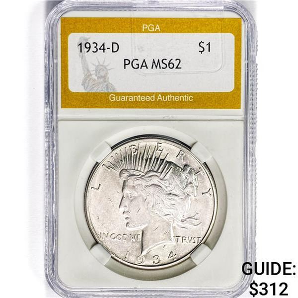 1934-D Silver Peace Dollar PGA MS62