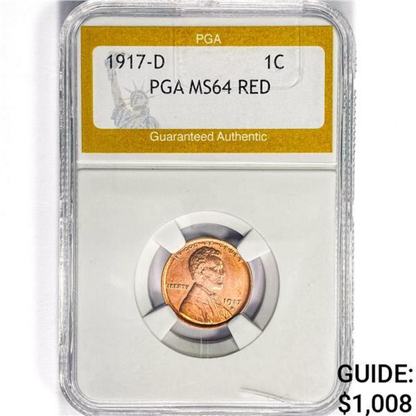 1917-D Wheat Cent PGA MS64 RED
