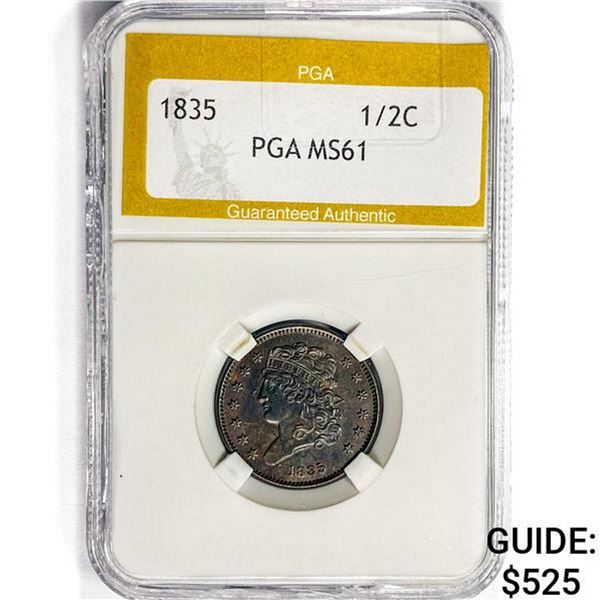 1835 Classic Head Half Cent PGA MS61