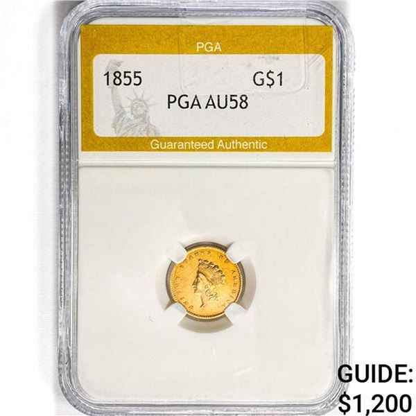1855 Rare Gold Dollar PGA AU58