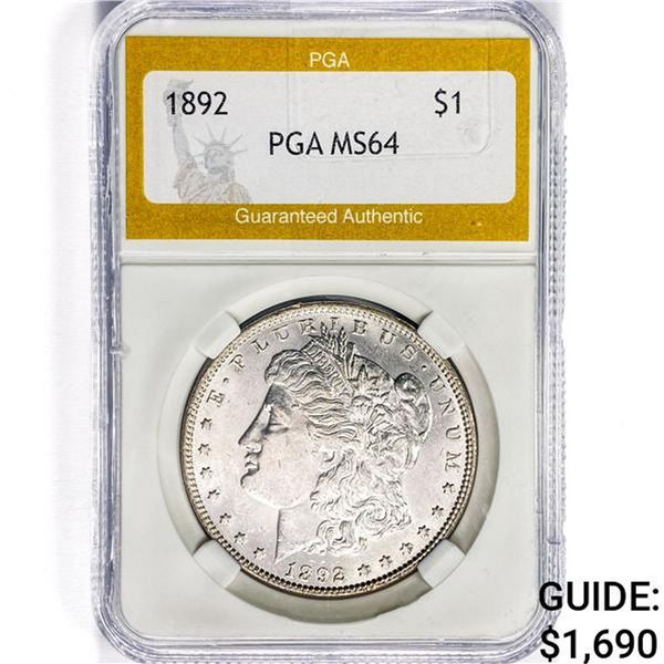 1892 Morgan Silver Dollar PGA MS64