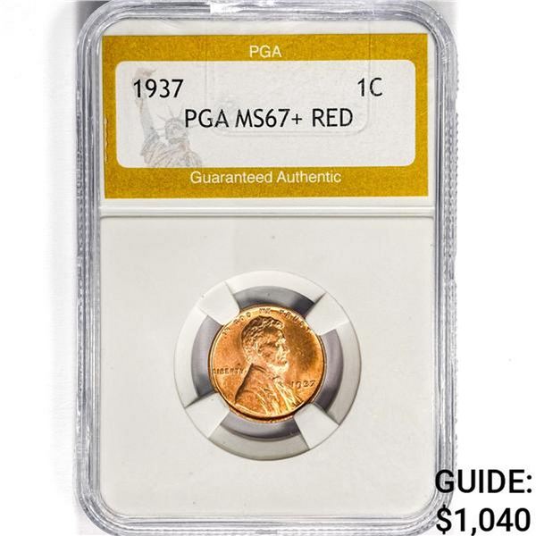 1937 Wheat Cent PGA MS67+ RED