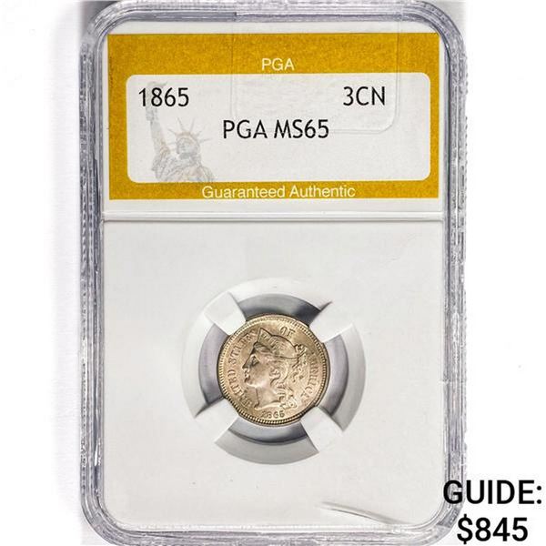 1865 Nickel Three Cent PGA MS65