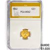 Image 1 : 1862 Rare Gold Dollar PGA MS62