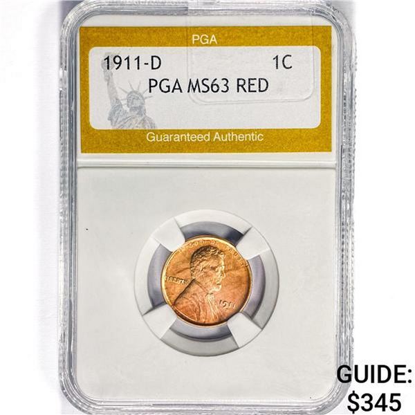 1911-D Wheat Cent PGA MS63 RED