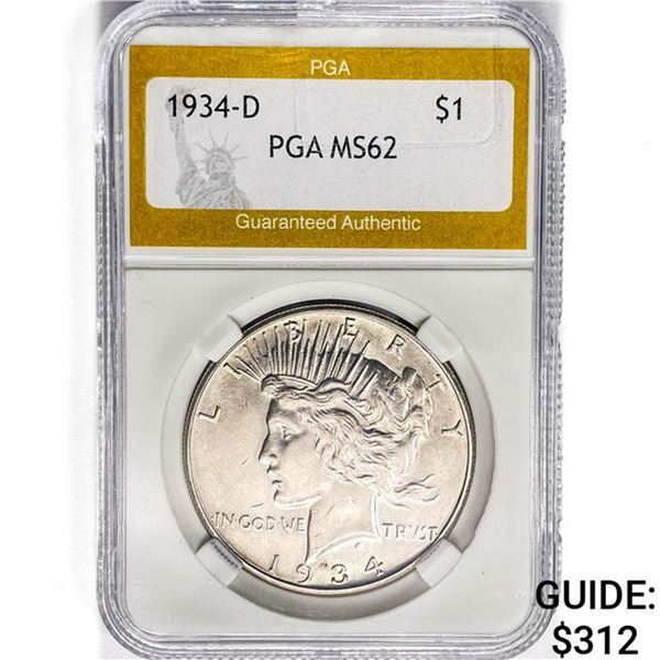1934-D Silver Peace Dollar PGA MS62