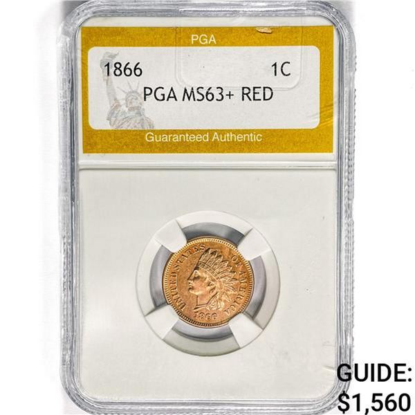 1866 Indian Head Cent PGA MS63+ RED