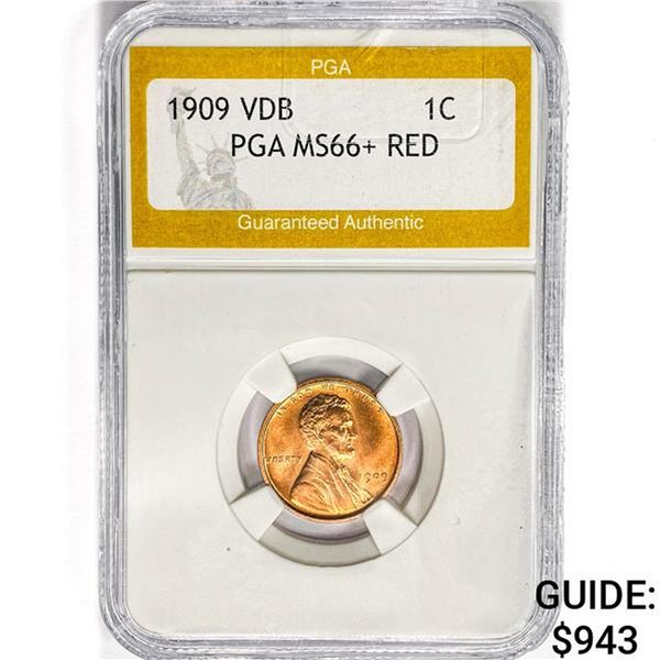 1909 VDB Wheat Cent PGA MS66+ RED