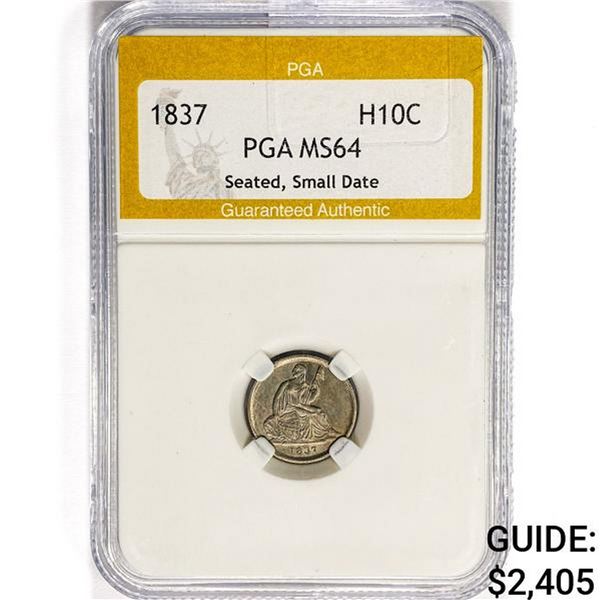 1837 Seated Liberty Half Dime PGA MS64 Small Date
