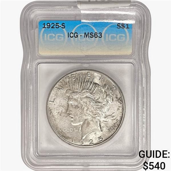 1925-S Silver Peace Dollar ICG MS63