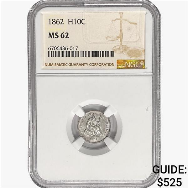 1862 Seated Liberty Half Dime NGC MS62
