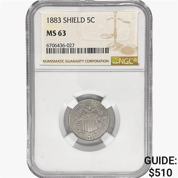 1883 Shield Nickel NGC MS63