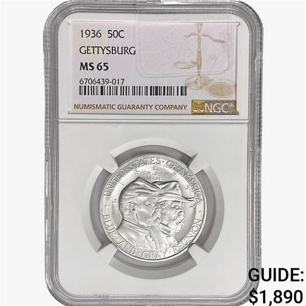 1936 Gettysburg Half Dollar NGC MS65