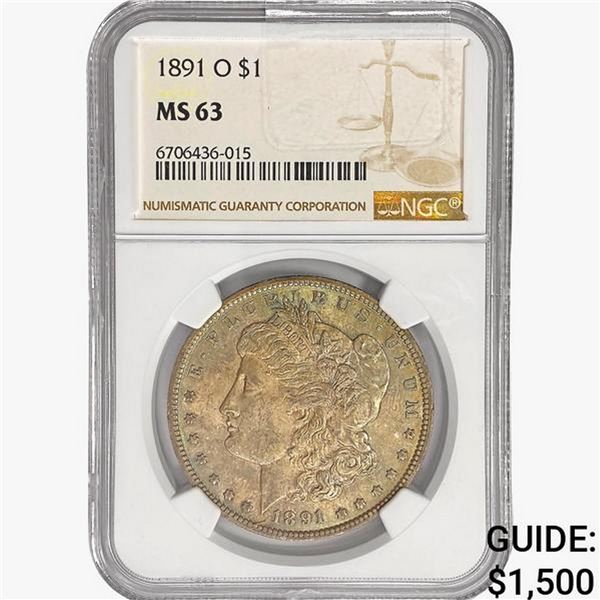 1891-O Morgan Silver Dollar NGC MS63