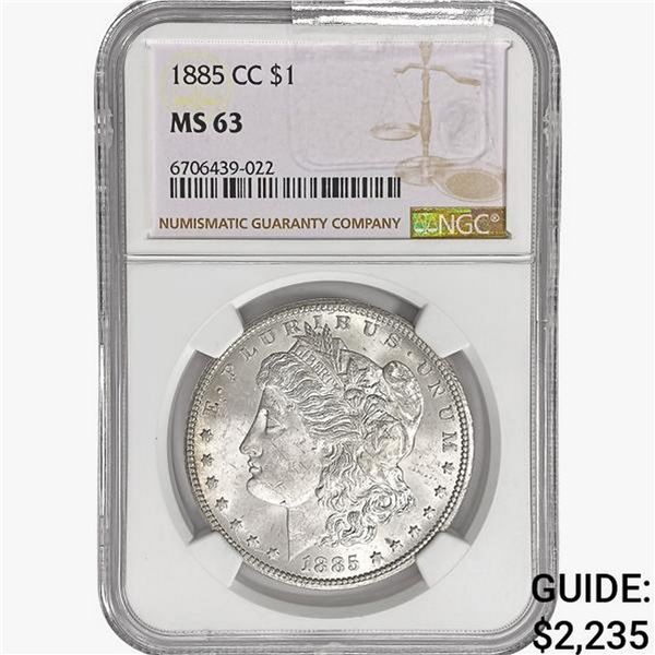 1885-CC Morgan Silver Dollar NGC MS63