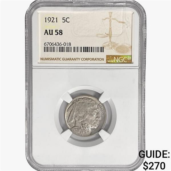 1921 Buffalo Nickel NGC AU58