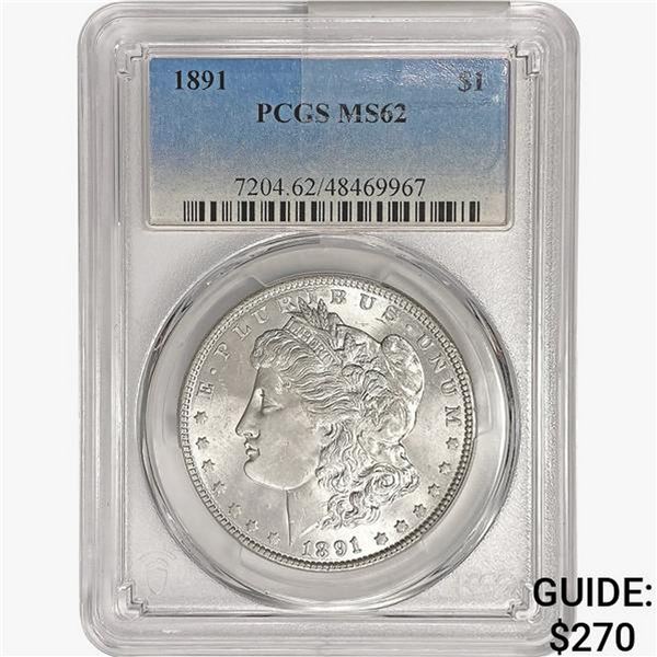1891 Morgan Silver Dollar PCGS MS62