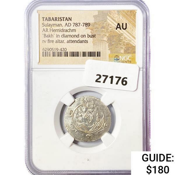 AD 787-789 Tabaristan AR Hemidrachm NGC AU