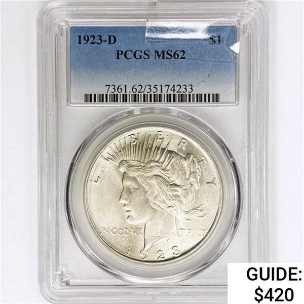 1923-D Silver Peace Dollar PCGS MS62