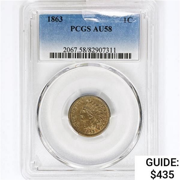1863 Indian Head Cent PCGS AU58
