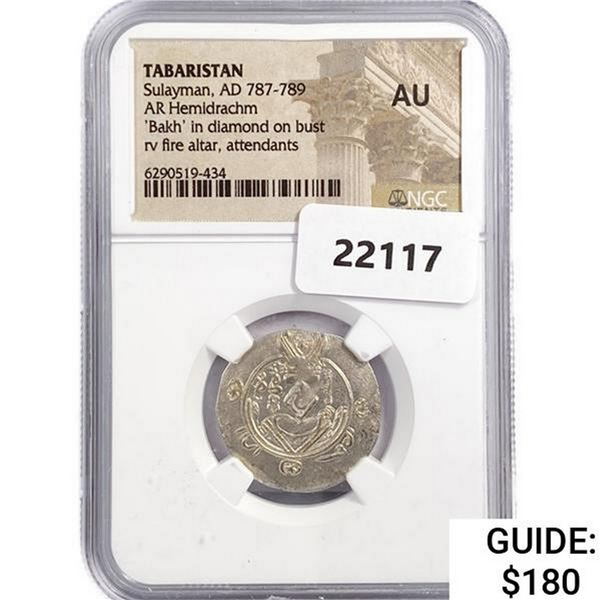 AD 787-789 Tabaristan AR Hemidrachm NGC AU