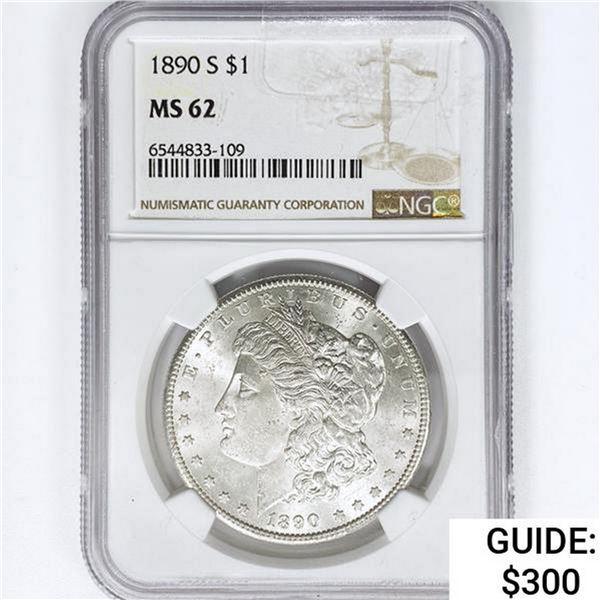 1890-S Morgan Silver Dollar NGC MS62