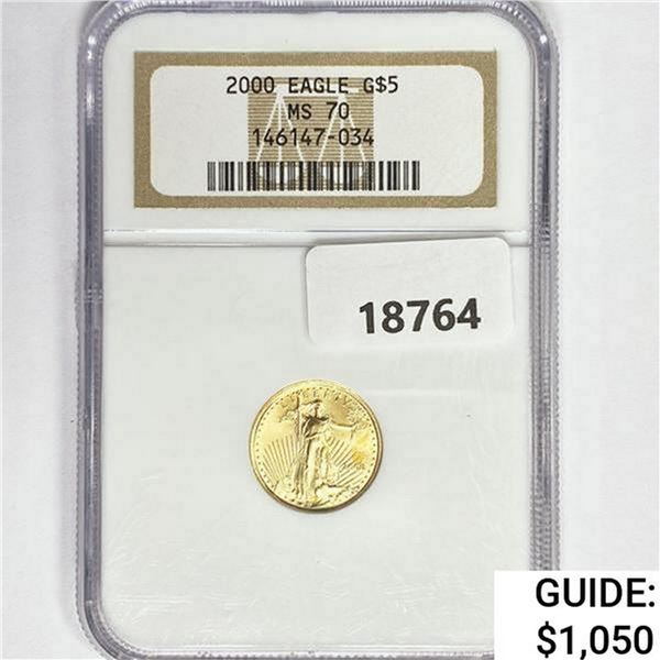 2000 $5 1/10oz American Gold Eagle NGC MS70