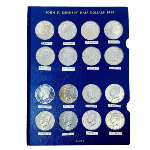 1989-1994 Kennedy Half Dollar Set [18 Coins]