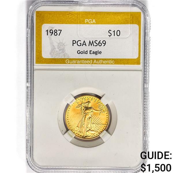1987 $10 1/4oz. American Gold Eagle PGA MS69