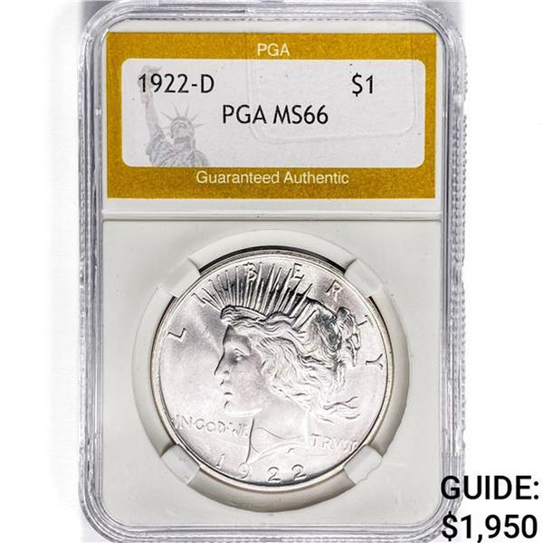 1922-D Silver Peace Dollar PGA MS66