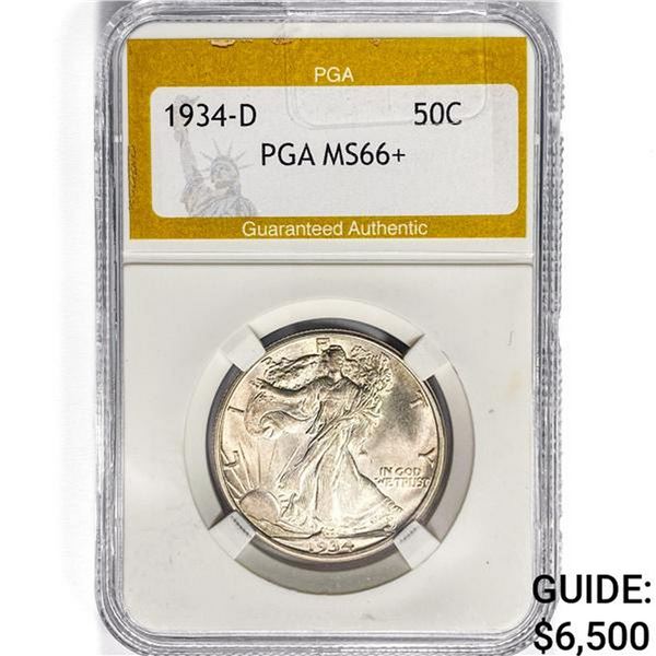 1934-D Walking Liberty Half Dollar PGA MS66+