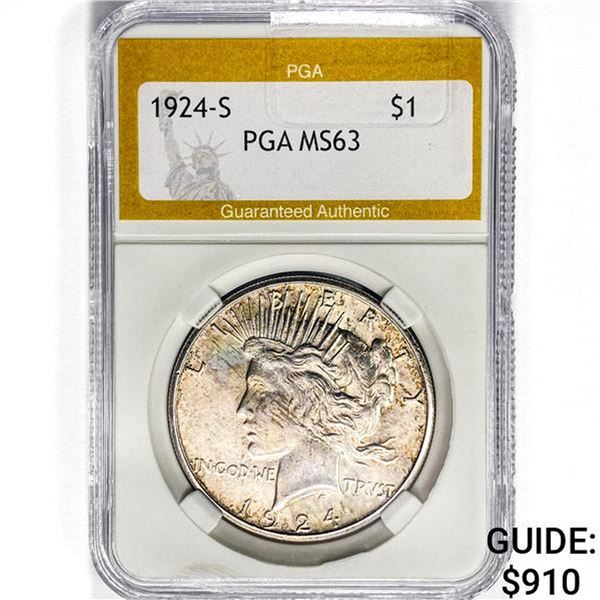 1924-S Silver Peace Dollar PGA MS63