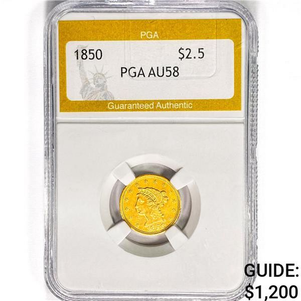 1850 $2.50 Gold Quarter Eagle PGA AU58