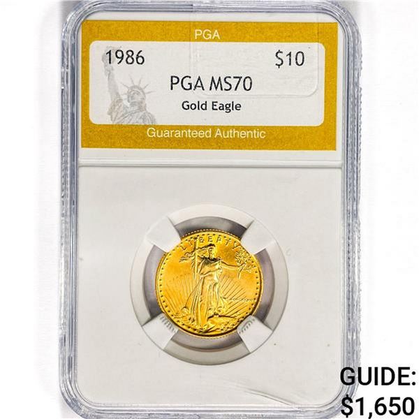 1986 $10 1/4oz. American Gold Eagle PGA MS70