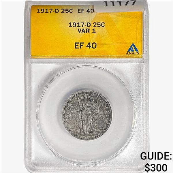 1917-D Standing Liberty Quarter ANACS EF40 VAR 1
