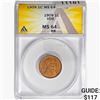 Image 1 : 1909 VDB Wheat Cent ANACS MS64 RB