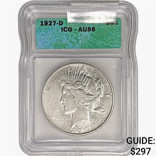1927-D Silver Peace Dollar ICG AU55