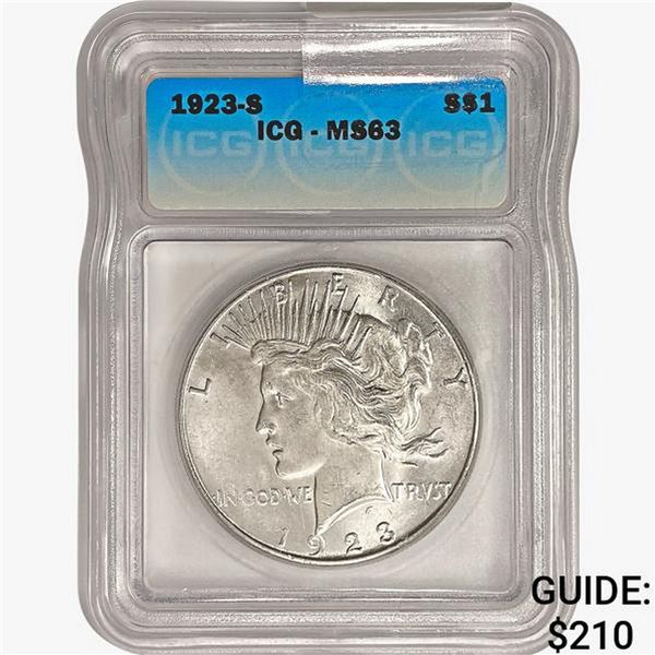 1923-S Silver Peace Dollar ICG MS63