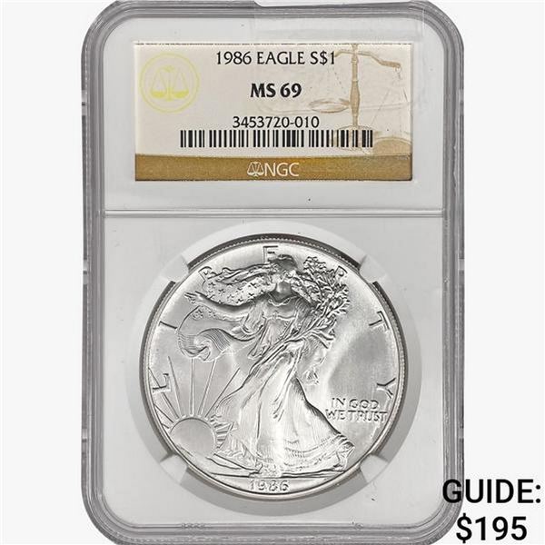1986 Silver Eagle NGC MS69