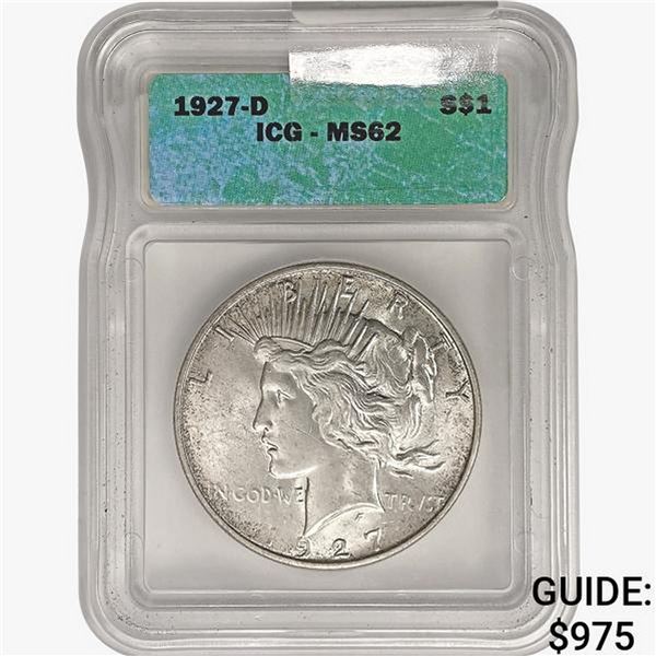 1927-D Silver Peace Dollar ICG MS62