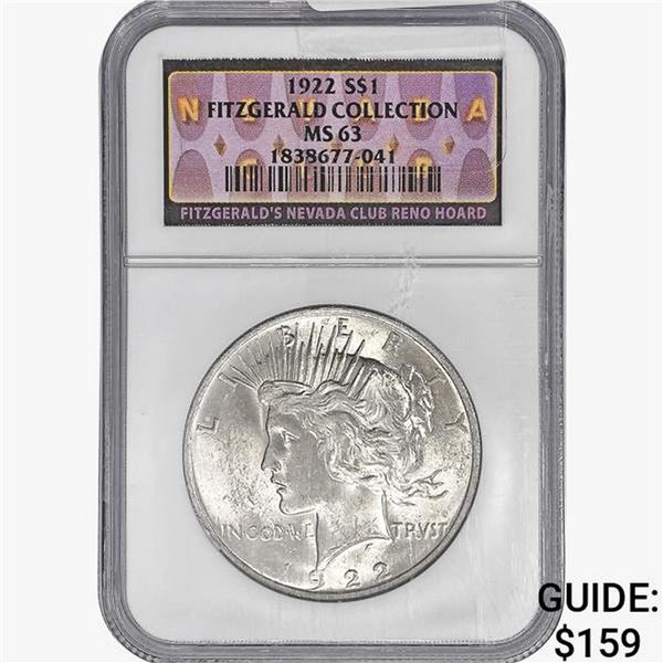 1922 Silver Peace Dollar NGC MS63 Fitzgerald COLL.
