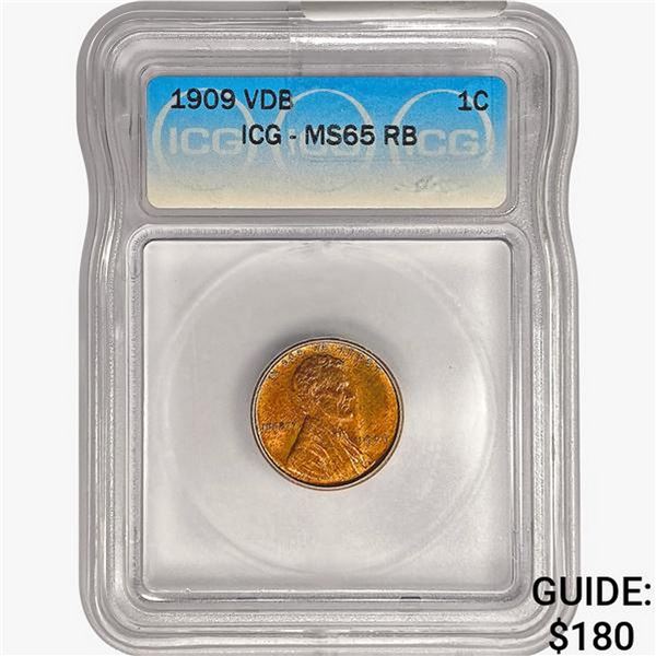 1909 VDB Wheat Cent ICG MS65 RB