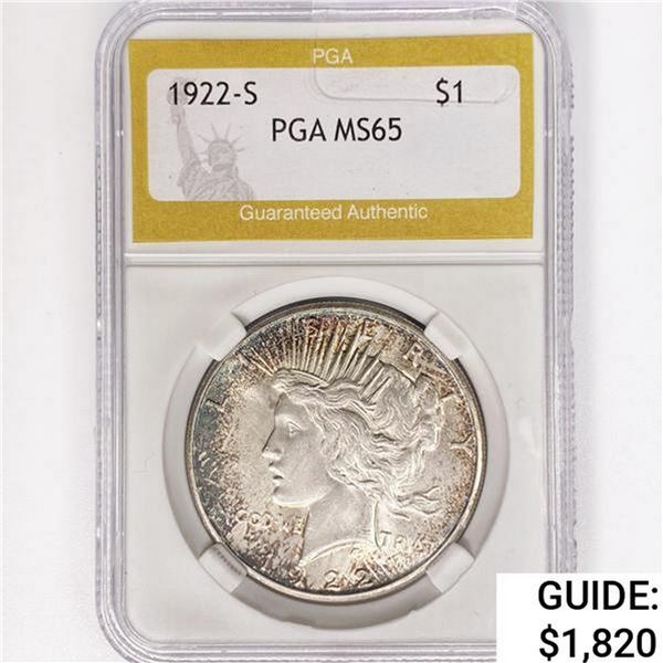 1922-S Silver Peace Dollar PGA MS65