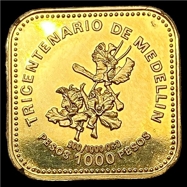 1975 Colombia .1244oz Gold 1000 Pesos UNCIRCULATE