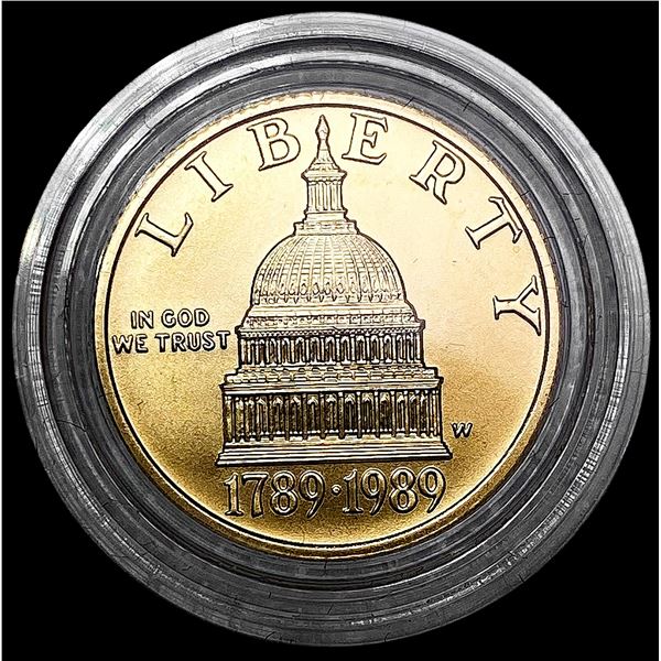 1989-W US Commem .25oz Gold $5 SUPERB GEM BU