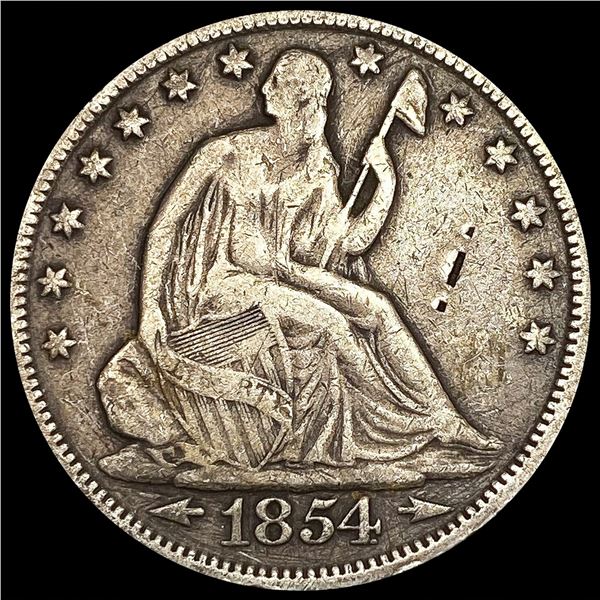 1854 Arws Seated Liberty Half Dollar LIGHTLY CIRCU