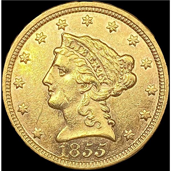 1855 $2.50 Gold Quarter Eagle UNCIRCULATED