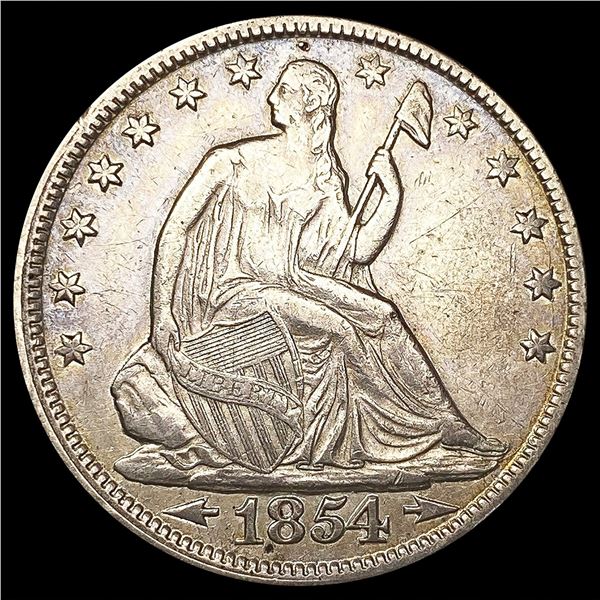 1854 Arws Seated Liberty Half Dollar CLOSELY UNCIR