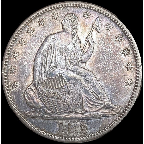 1872 Seated Liberty Half Dollar CLOSELY UNCIRCULAT